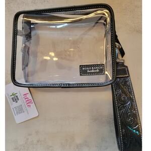 Darla Clear Wristlet Tooled Strap Western Purse Black Festival Concerts Stadiums